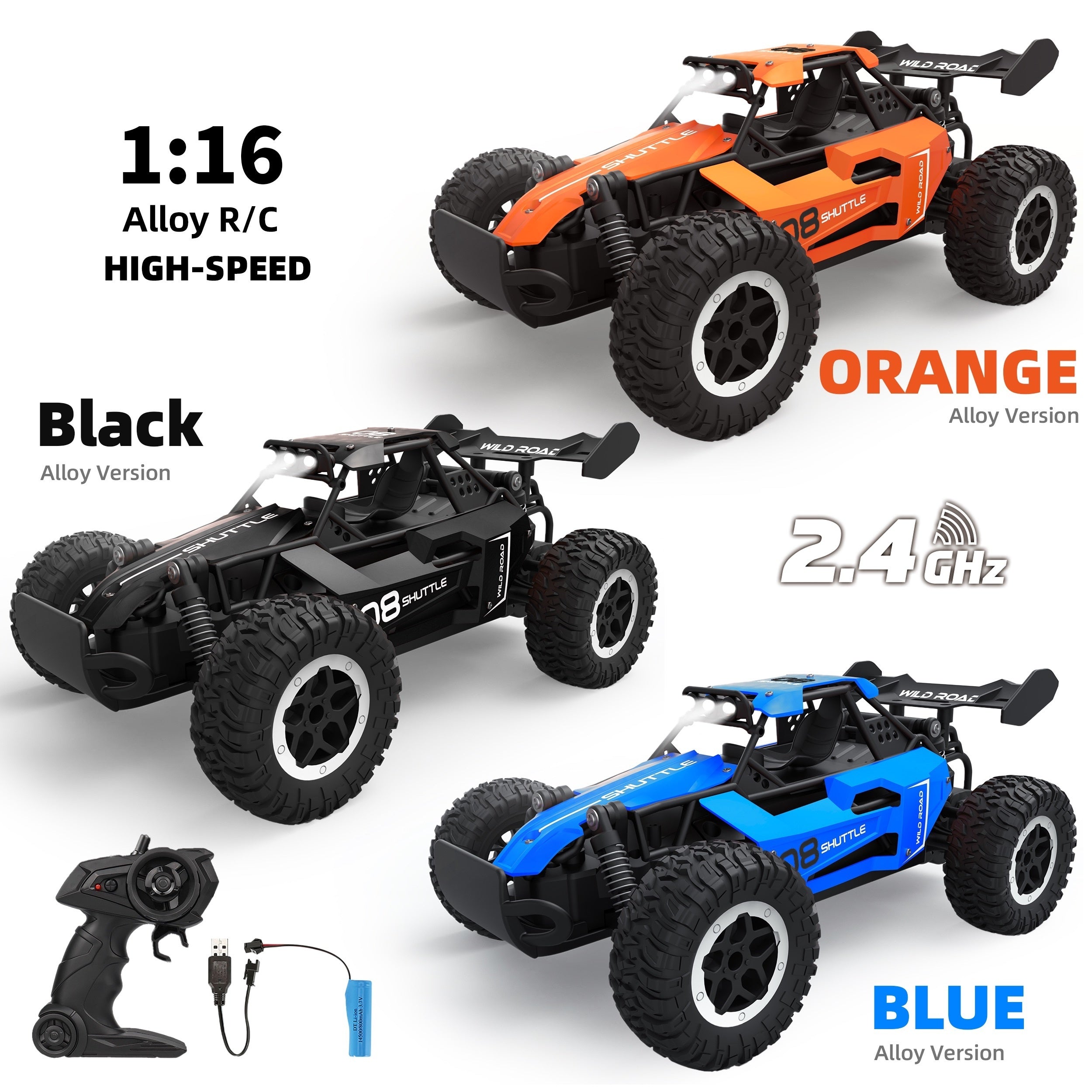 1:16 2.4G Remote Control Car, High-Speed Up To 20 Km/h, All Terrain Off-Road Electric Toy Car, Christmas, Halloween, Thanksgiving Day Gift