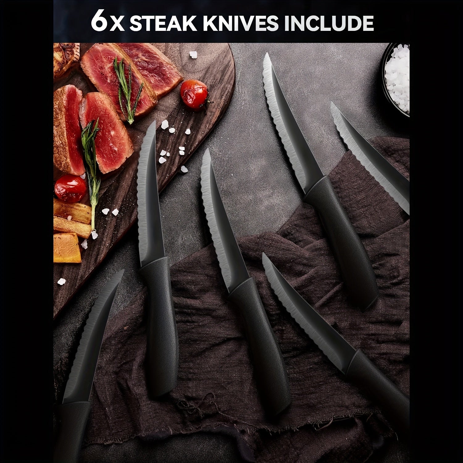 17pcs German Stainless Steel Kitchen Knife Set with Acrylic Holder - Includes Chef, Paring, Utility Knives, Scissors, Sharpener - Nonstick, Scratch-Resistant, Black Handles, Knife Organization|Modern Kitchenware|Black Handle
