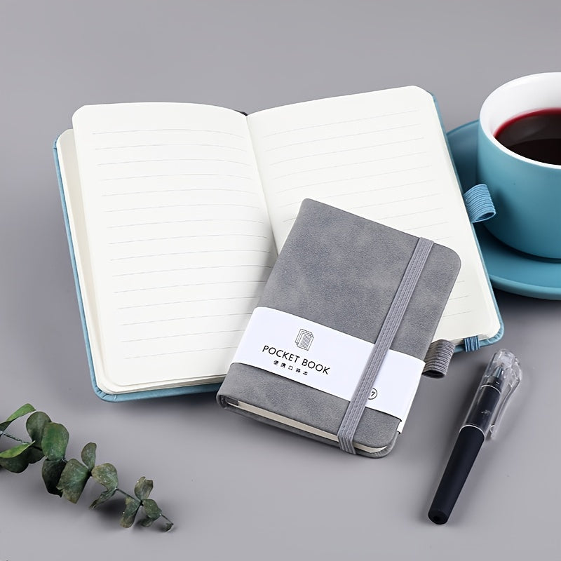 100 Sheets/200 Pages A7 Mini Pocket Ruled Notebook with Pen Holder, Compact Size 3.15×4.33inch for On-The-Go Writing