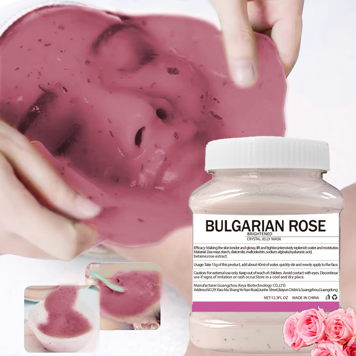 12.3 Fl.Oz Bulgarian Rose Luxurious Gel Hydro Face Mask - Hydrating, Moisturizing, and Improving Facial Skin Care - Natural, Peel-Off, Professional, and Gentle