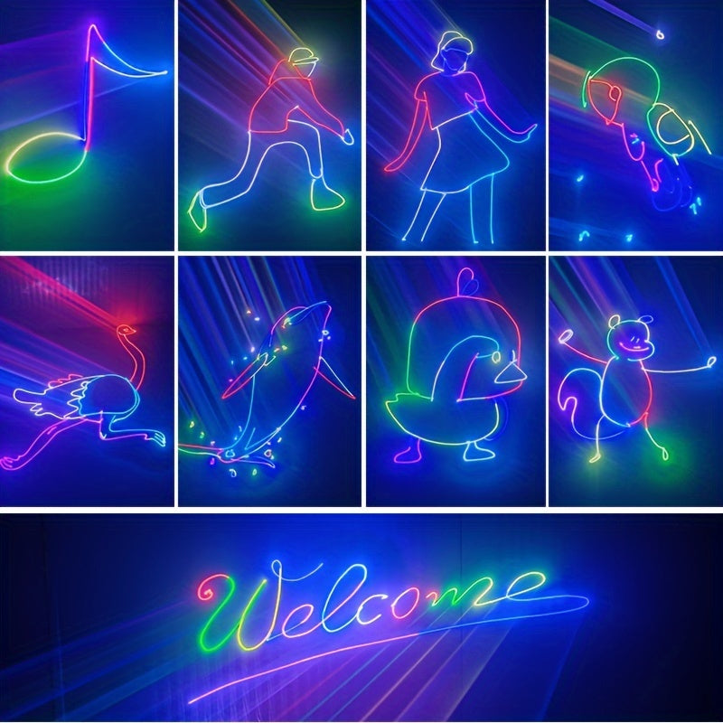 1pc 500mW Animation beam projector lights with remote control, DMX-512 Professional Stage Lighting Equipment DJ sound activity party lights RGB disco lamp ceiling table lamp for Karaoke nightclub Wedding bar Christmas Hallowe