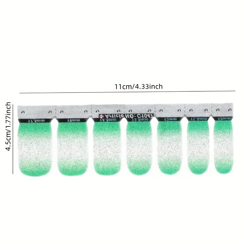 14 Sheets Gradient Glitter Nail Stickers Set Gradient Color Shine Full Wraps Polish Stickers Decal Strips Self-Ashesive Nail Art Sets For Women Girls