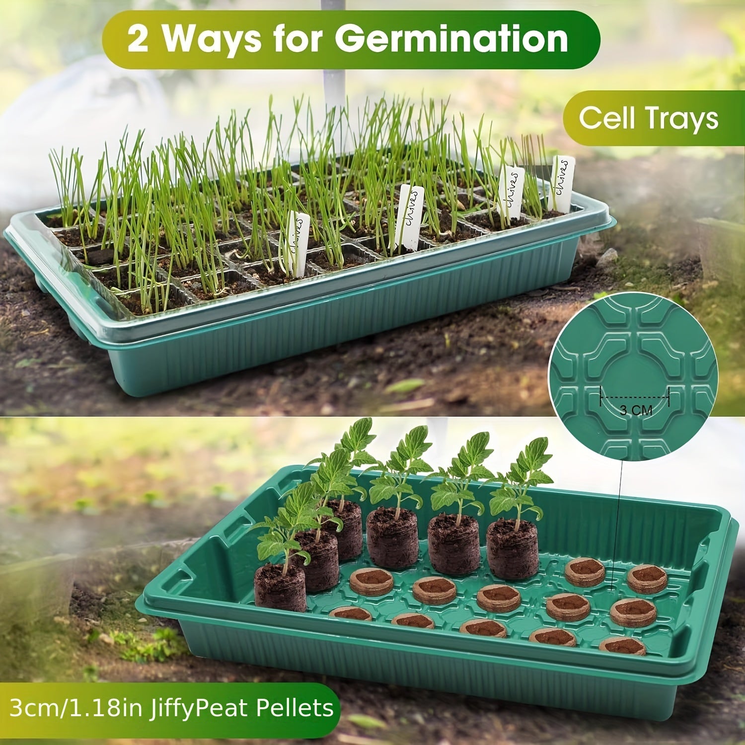 120-Cell Seedling Starter Tray with LED Grow Light, USB Powered Germination Kit with Adjustable Humidity Vents, Drainage Holes, and Planting Tools - Ideal for Seed Germination and Plant Growth