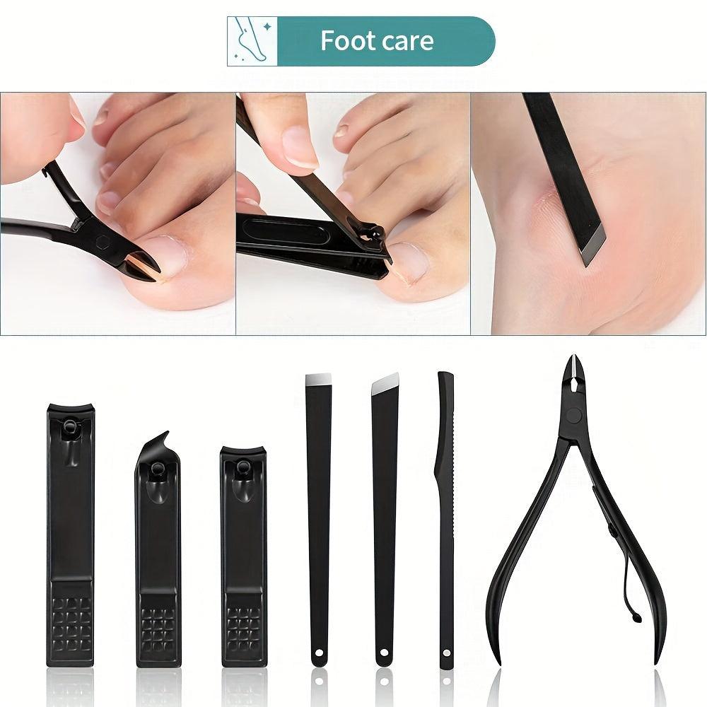 10pcs Black Nail Clippers Kit, Ultra Sharp Sturdy Fingernail Cutters, Professional Nail Clippers Pedicure Care Tools, Toenail Clipper Cutters For Men And Women Nail Trimmer