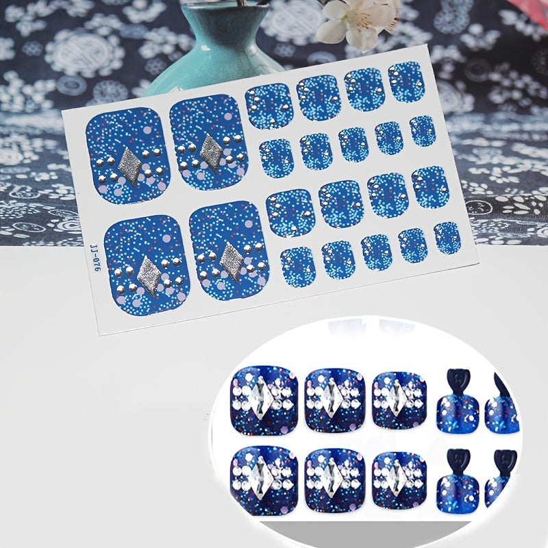 1 Pcs Glittery Glossy Toe Nail Stickers - Self-Adhesive, Hypoallergenic, Reusable, Irregular Shape Stripes Nail Wraps for DIY Nail Art Decoration - Space Theme, Easy to Apply, Long-Lasting, and Single-Use Plastic Nail Tip Dec