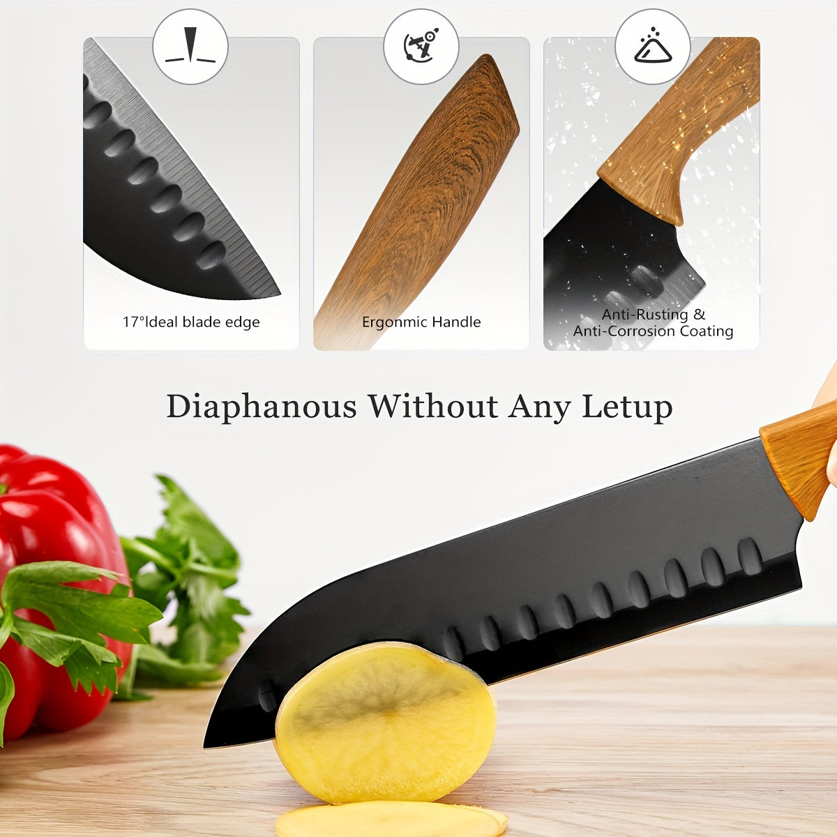 19pcs High Carbon Stainless Steel Sharp includes Serrated Steak Knives Set, Kitchen Knife Set with Block Chef Knives, Bread Knife, Scissor, Sharpener, All in one