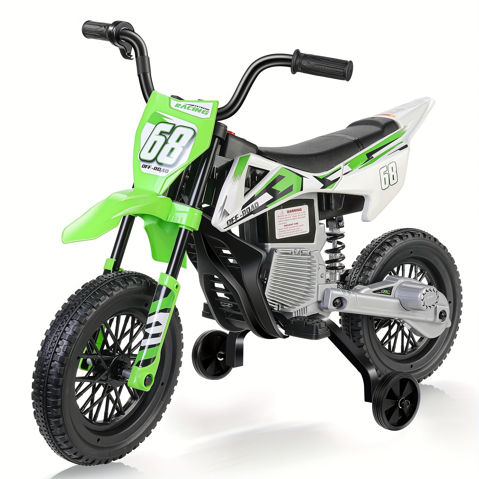 12V Electric Dirt Bike, Kids Electric Motorcycle With 30W*2 Motor, Training Wheels, Spring Suspension, Battery-Powered Ride On Toy Car For Toddler Boys And Girls Ride On Car