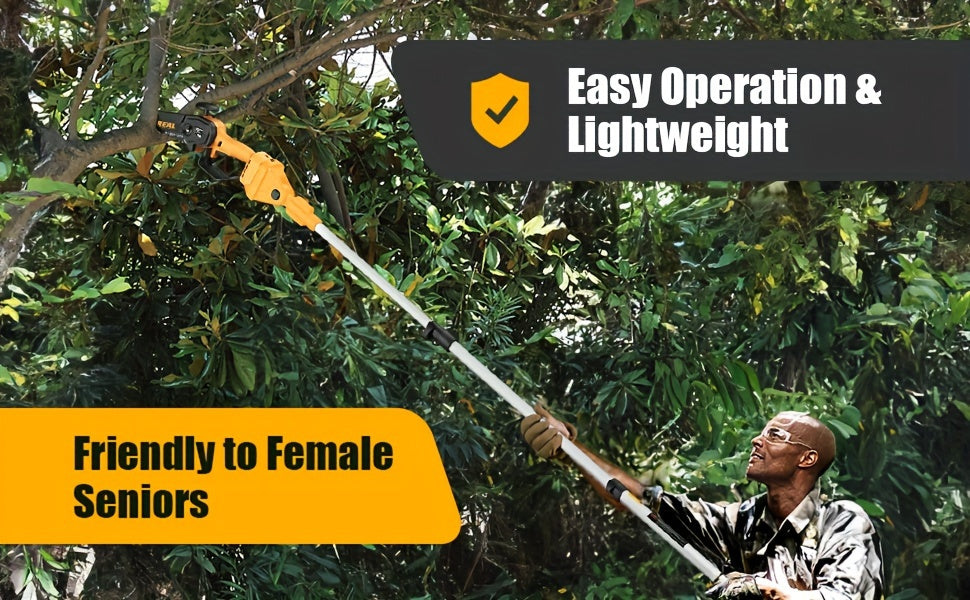 18ft Reach 2-in-1 Compact Pole Saw with 8" Brushless Chainsaw, 20V 4.0Ah Battery, Perfect for Tree Trimming and Wood Cutting - Ideal Christmas Gift