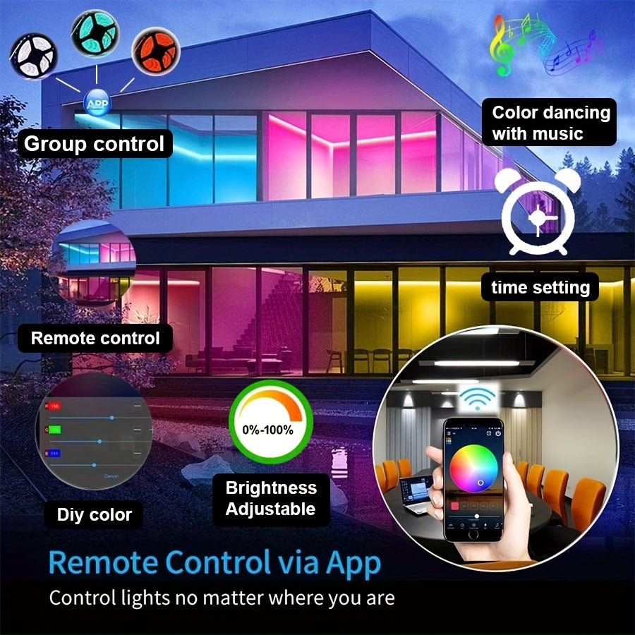 16.4 Million Colors RGB LED Strip Lights with Music Sync, App & Remote Control – Vibrant Color Changing Lights for Bedroom, Kitchen, Parties & Christmas Decor (393.7/787.4/1181.1inch), LFON