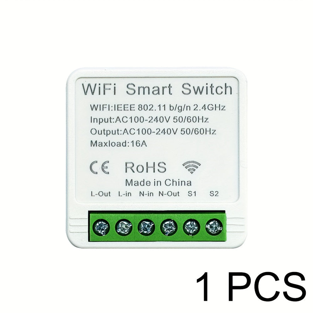 16A Wifi Smart Switch Mini - Compatible with Alexa and Google Home, Remote Control, Voice Control, DIY Mode, Delay Function, LAN Control - Ewelink Home Automation Timer Schedule, 2-Way Smart Circuit Breaker