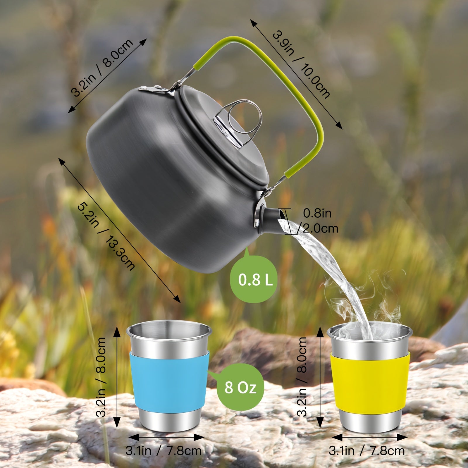 16pcs Camping Cookware, Backpacking Compact Camping Cooking Set Camping Pot with Cups Plates Forks Knives Spoons, Camping Pots and Pans Set for Backpacking, Outdoor Cooking