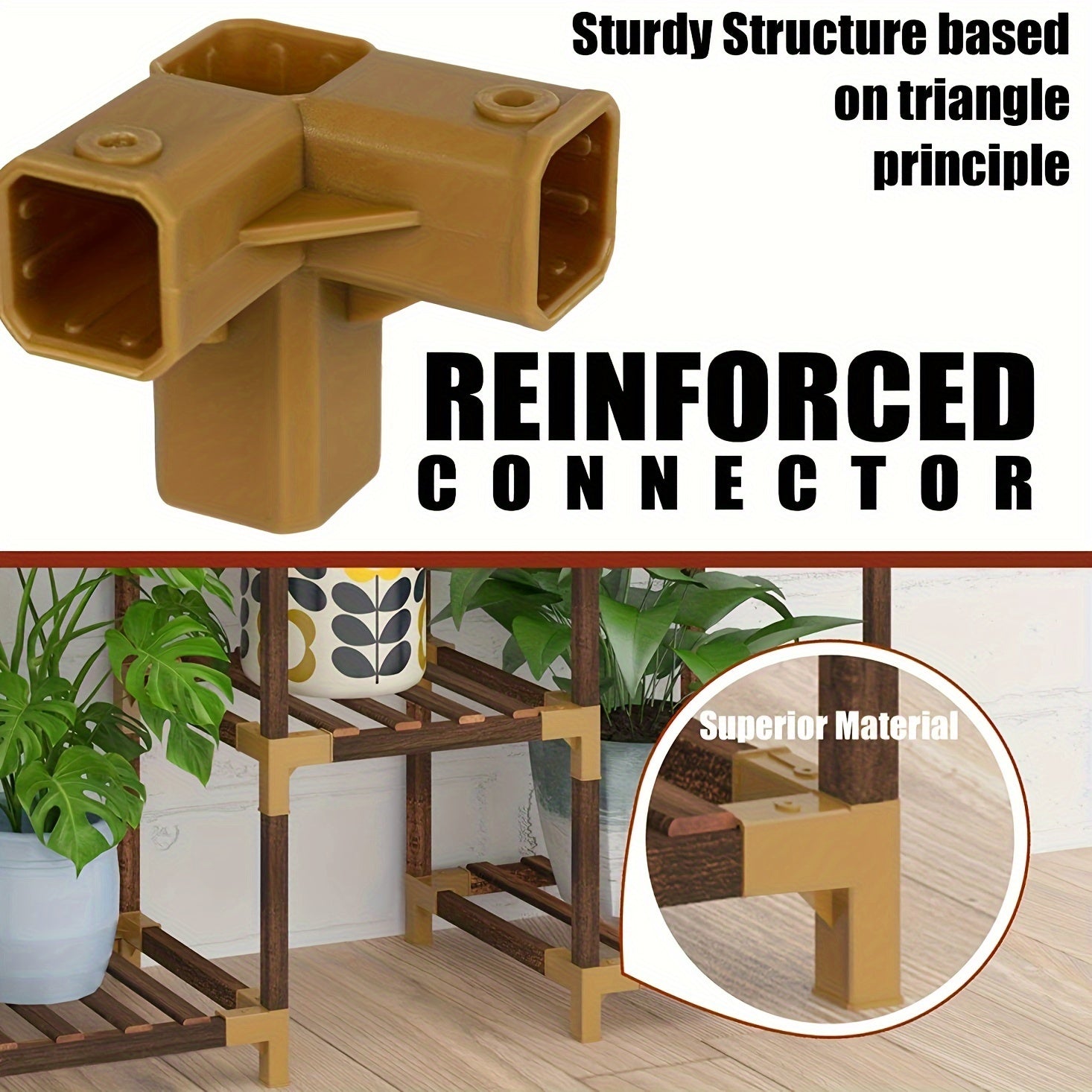 10-Tier Plant Stand with Grow Light, Indoor/Outdoor Wood Shelf for Corner, Patio, Garden, Living Room, Multiple Plant Display