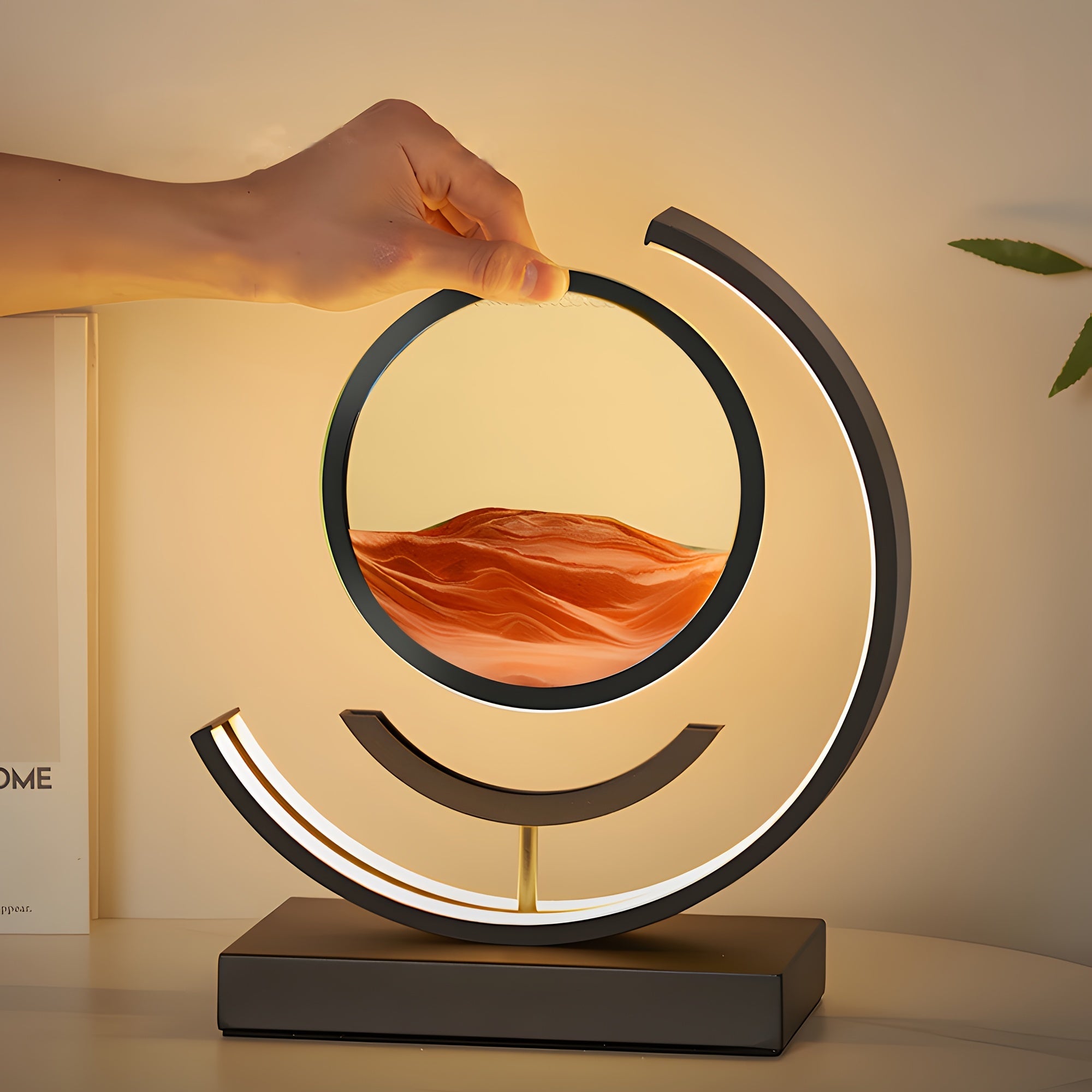 1PC 3 Colors Art Light Sands of Time Lamp, Moving Sand Art Picture 3D Round Sand Picture with Stand, Remote Control for Relaxing Desktop Home Decor and Office