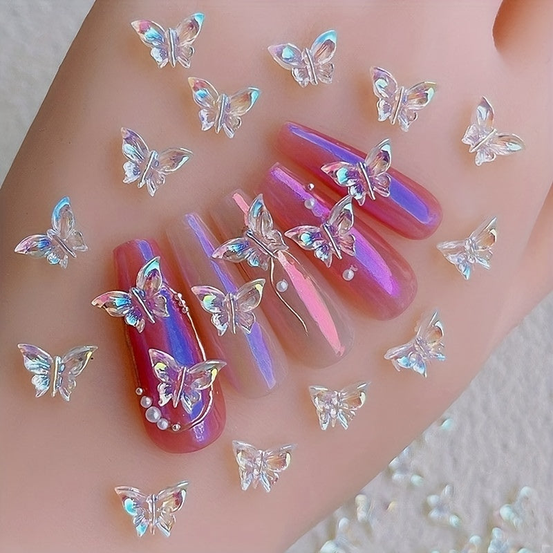 100pcs/set 3D Butterfly Nail Art Charms for Women and Girls - Manicure Decoration Accessories