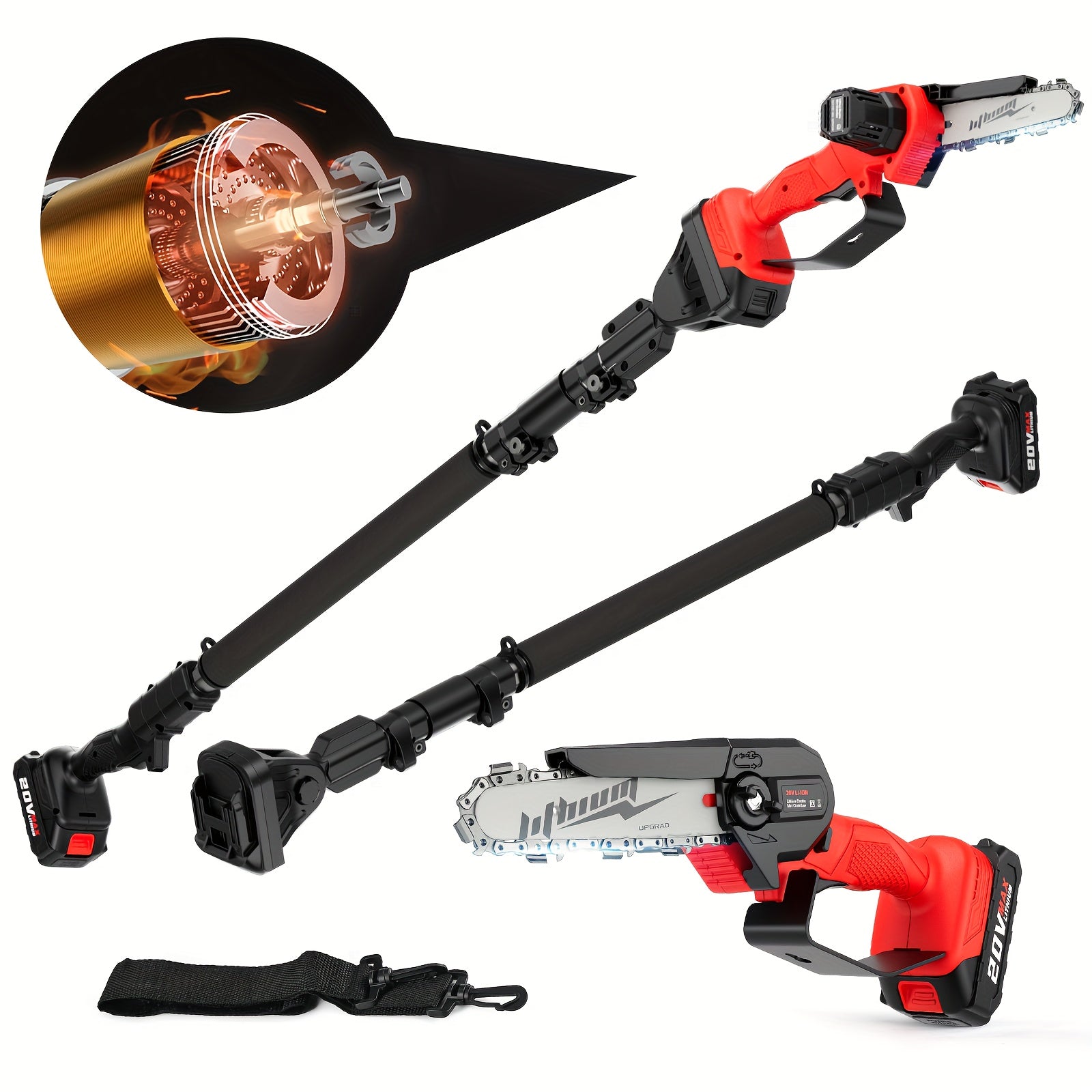 18ft Reach 2-in-1 Compact Pole Saw with 8" Brushless Chainsaw, 20V 4.0Ah Battery, Perfect for Tree Trimming and Wood Cutting - Ideal Christmas Gift