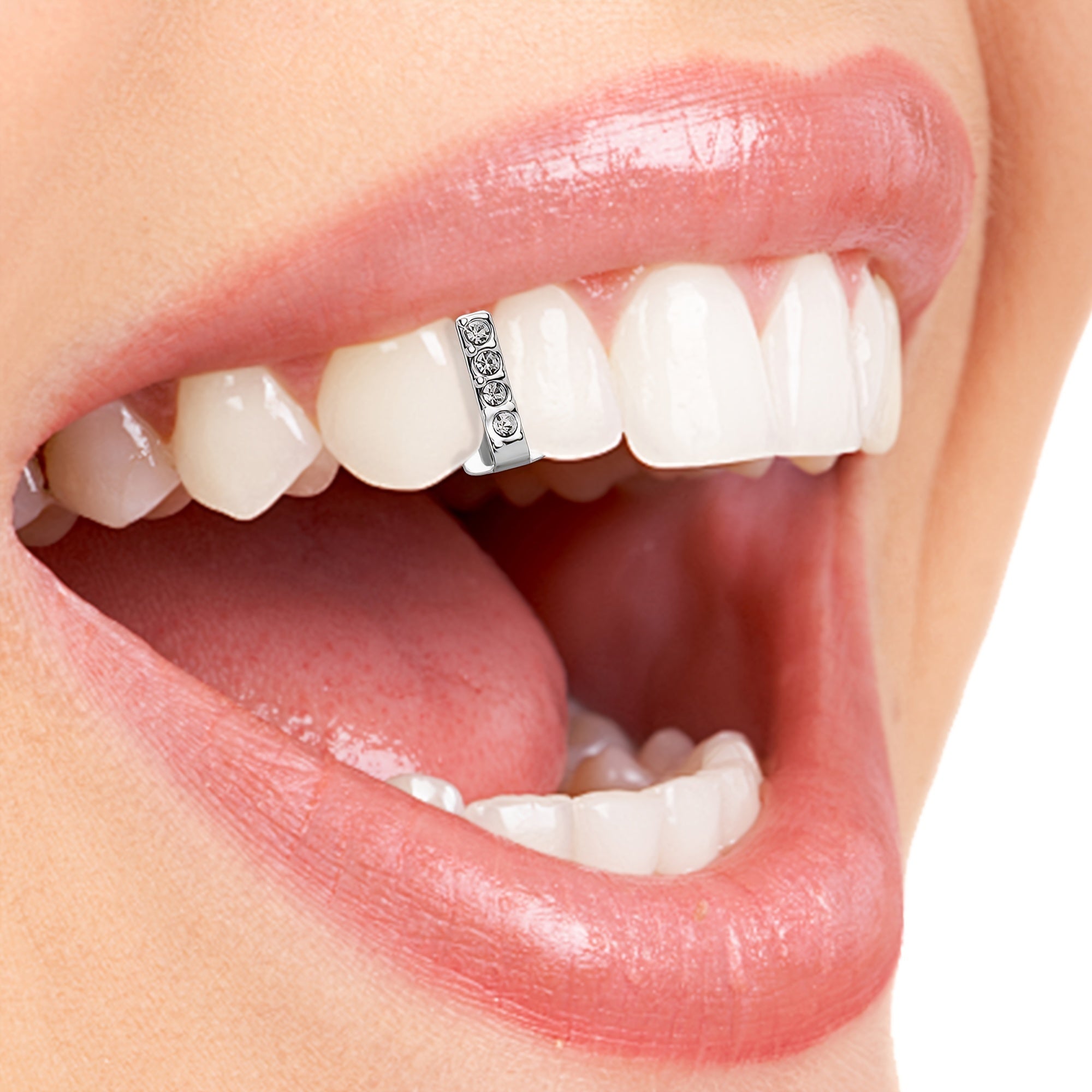 14K Golden Plated Hip Hop Dental Grills with Zircon Stones - Sexy Hollow Design Bar Tooth Cap for Daily & Party Wear, Unisex Copper Grillz for Teeth - Halloween Accessory, Fits All Seasons