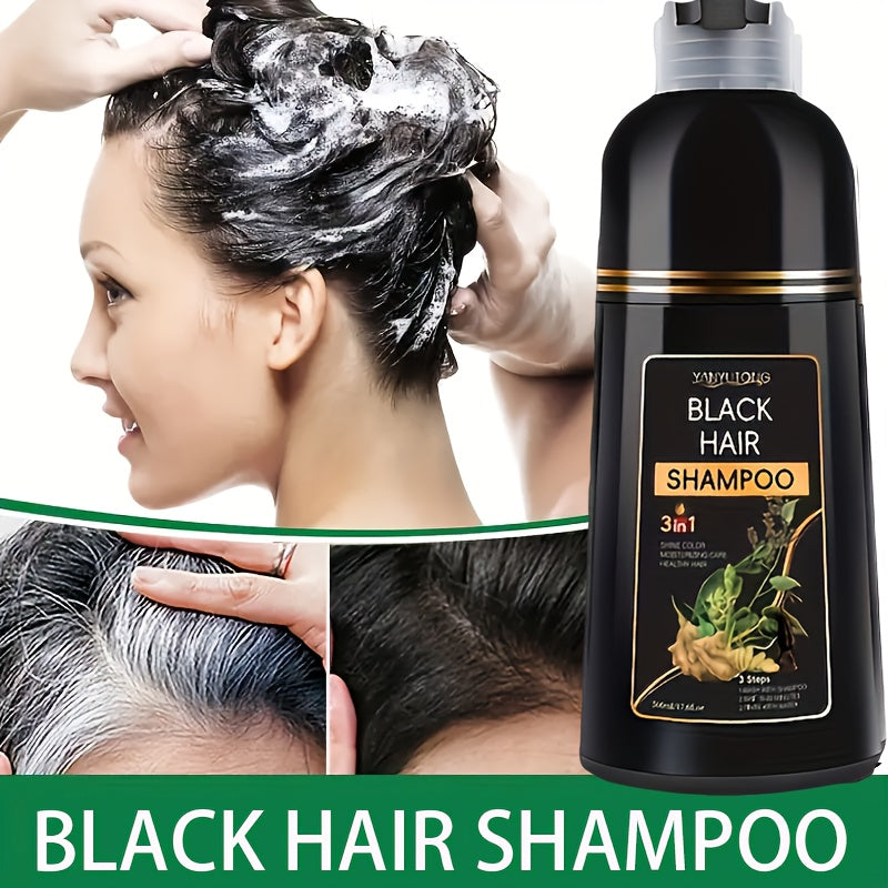 16.91oz 3-in-1 Black Hair Dye Shampoo, Covering White Hair, Herbal Hair Dye Shampoo - Natural And Healthy Plant Ingredients, Quickly Complete Hair Dyeing, Moisturize And Care For Hair, Suitable For Both Men And Women, Father'
