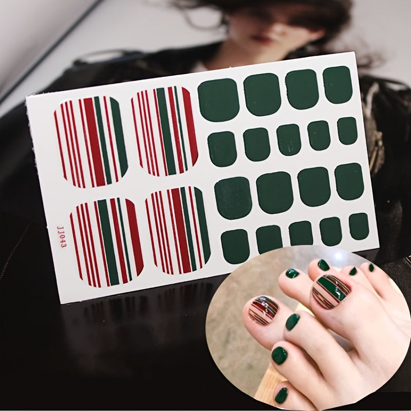 1 Pcs St.Patrick's Day Toe Nail Stickers, Nail Strips Decals With Glitter Design, Full Wraps Self Adhesive Toe Nail Tip, For Women Girls DIY Nail Art Decoration