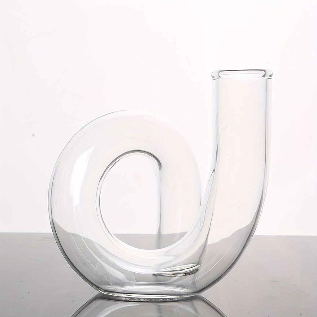 1pc Bohemian Style Glass Vase - Unique Curved Design for Hydroponic Plants, Perfect for Home & Office Decor, Ideal Gift