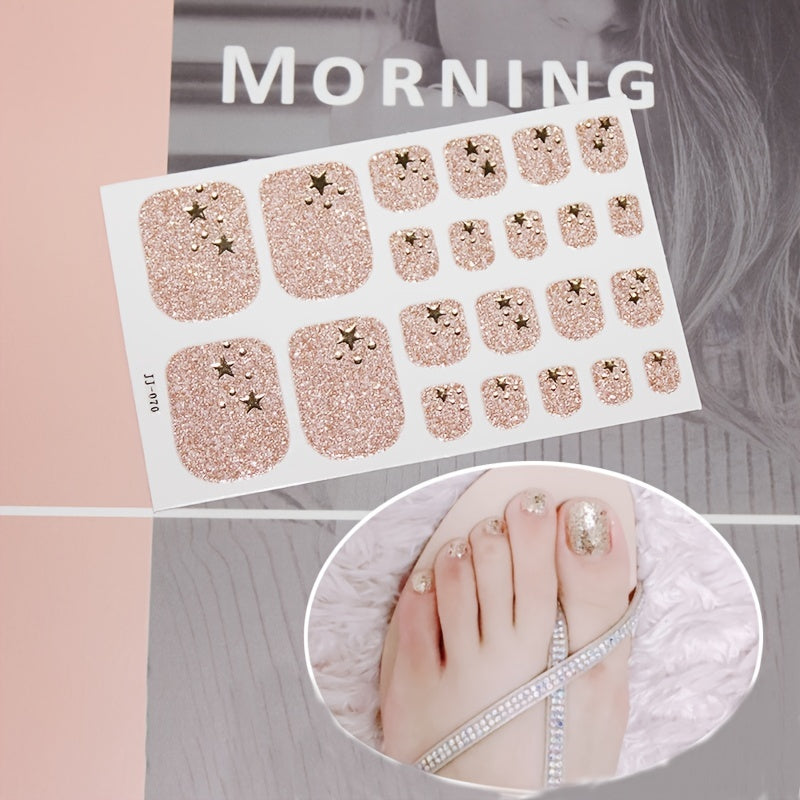 1 Pcs Glittery Glossy Toe Nail Stickers - Self-Adhesive, Hypoallergenic, Reusable, Irregular Shape Stripes Nail Wraps for DIY Nail Art Decoration - Space Theme, Easy to Apply, Long-Lasting, and Single-Use Plastic Nail Tip Dec