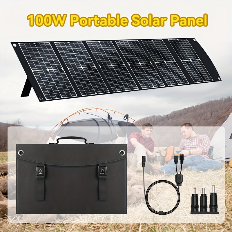 100W Portable Foldable Solar Panel Charger - High Efficiency Solar Charger with USB-C PD3.0, USB-A QC3.0, And DC 20V Output, Lightweight & Compact Design for Camping, Hiking, RV Travel, Fishing, And Outdoor Adventures