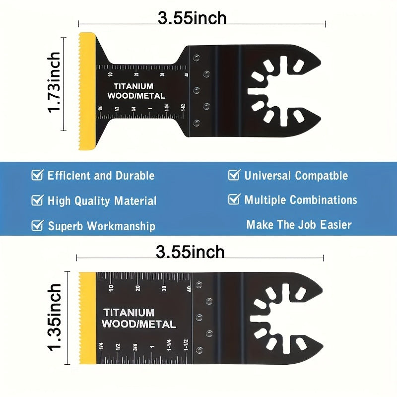 18pcs Titanium Multi Tool Blades, Professional Universal Quick Release Oscillating Saw Blades for Cutting Metal, Nails, Wood and Plastic, Compatible with Milwaukee, Ryobi and Dewalt