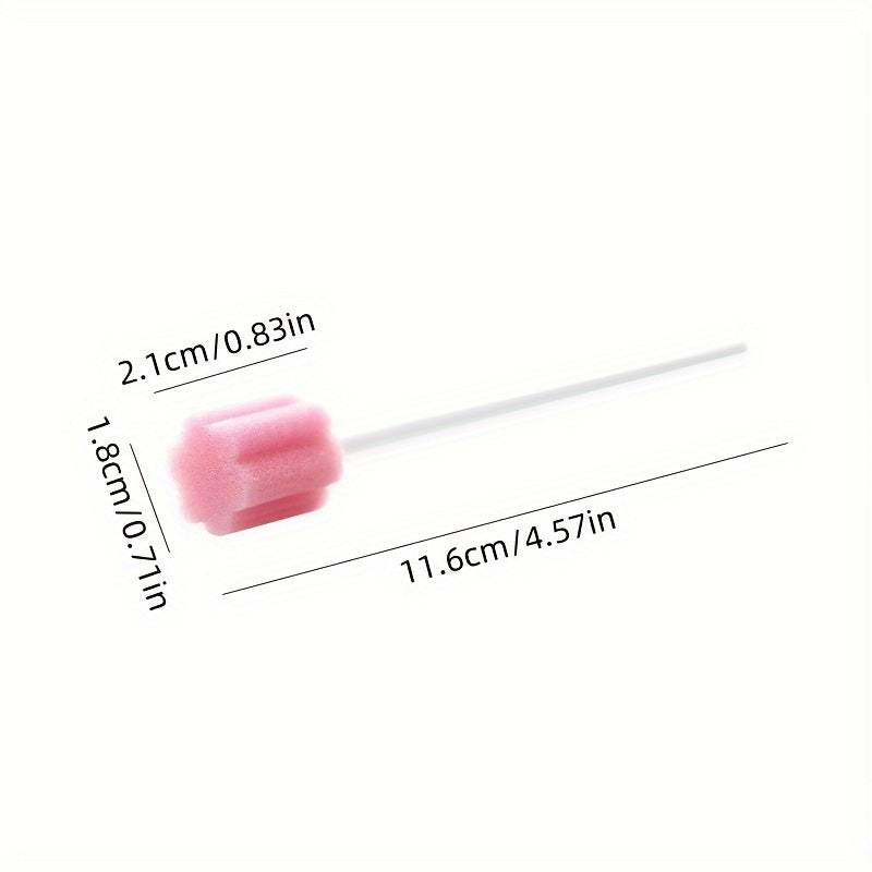 100pcs Disposable Oral Care Sponge Swabs - Effective Tooth Cleaning Mouth Swabs with Sturdy Plastic Stick for Gentle Plaque Removal and Fresh Breath