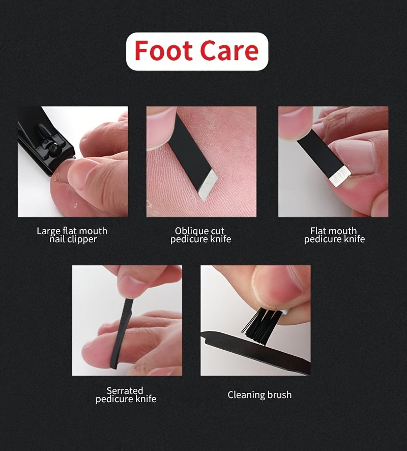 10pcs Black Nail Clippers Kit, Ultra Sharp Sturdy Fingernail Cutters, Professional Nail Clippers Pedicure Care Tools, Toenail Clipper Cutters For Men And Women Nail Trimmer