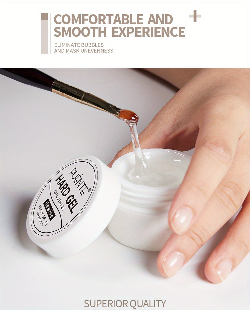 0.51oz Self-Leveling Gel Nail Polish, Clear Hard Gel Nail Extension, 3D Modelling, Rhinestone Glue, Soak Off UV Nail Gel Semi-Permanent Varnish