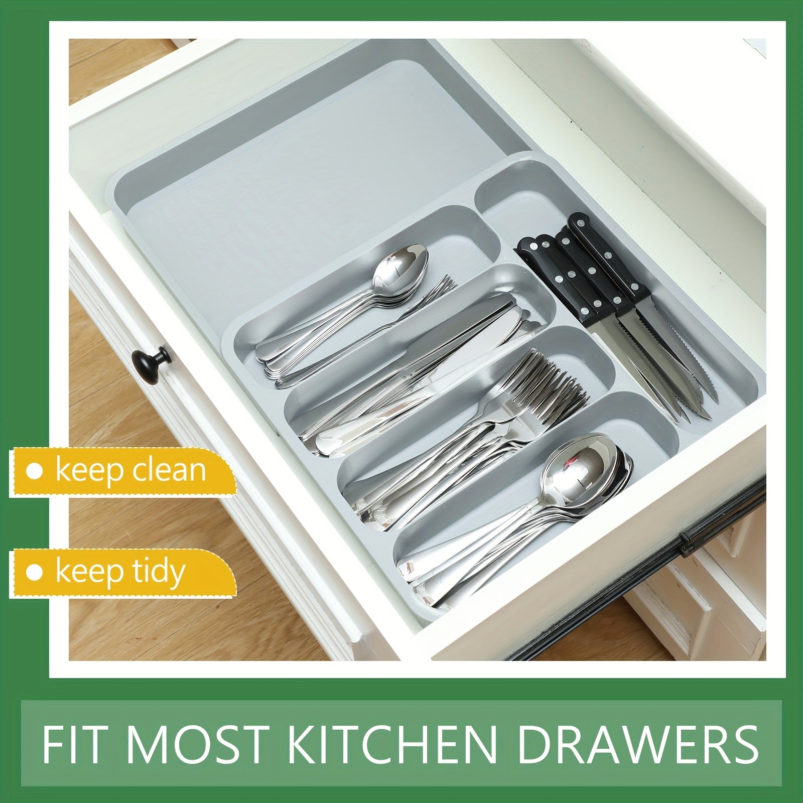 108 Pcs Silverware Set With Organizer Stainless Steel Flatware Sets For 18 Steak Knives Fork Knife Spoon Utensil Sets With 5 Compartment Drawer Cutlery Organizer For Kitchen Restaurant