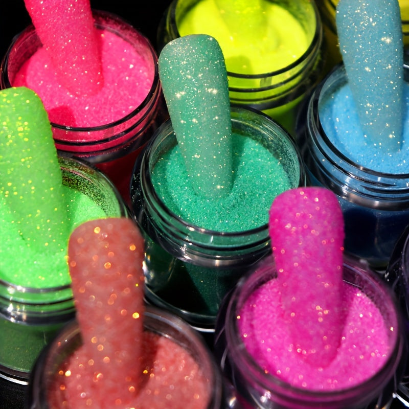 10 Bottles Shiny Candy Nail Glitter Iridescent Sparkly Sugar Powder Chrome Pigment Dust For Nail Polish DIY Manicure Art Decoration