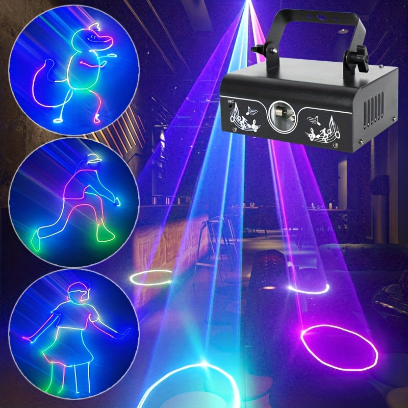 1pc 500mW Animation beam projector lights with remote control, DMX-512 Professional Stage Lighting Equipment DJ sound activity party lights RGB disco lamp ceiling table lamp for Karaoke nightclub Wedding bar Christmas Hallowe
