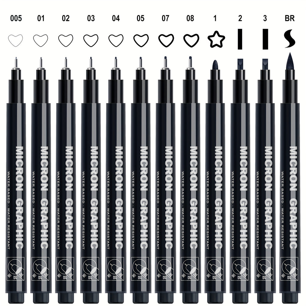 12pcs Black Needle Tube Pen - Perfect for Drawing Fine Lines and Detailed Artwork!