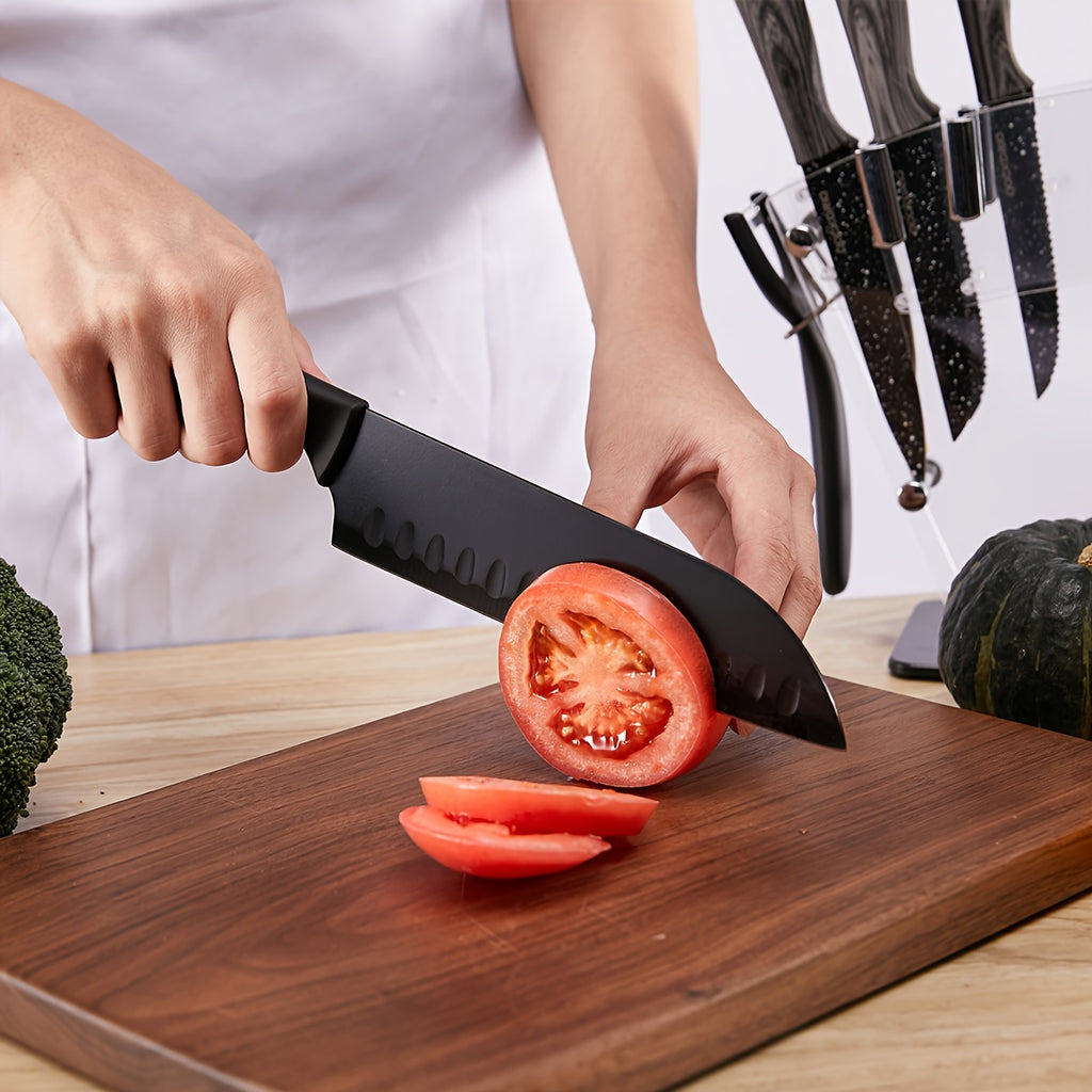 19pcs High Carbon Stainless Steel Sharp includes Serrated Steak Knives Set, Kitchen Knife Set with Block Chef Knives, Bread Knife, Scissor, Sharpener, All in one