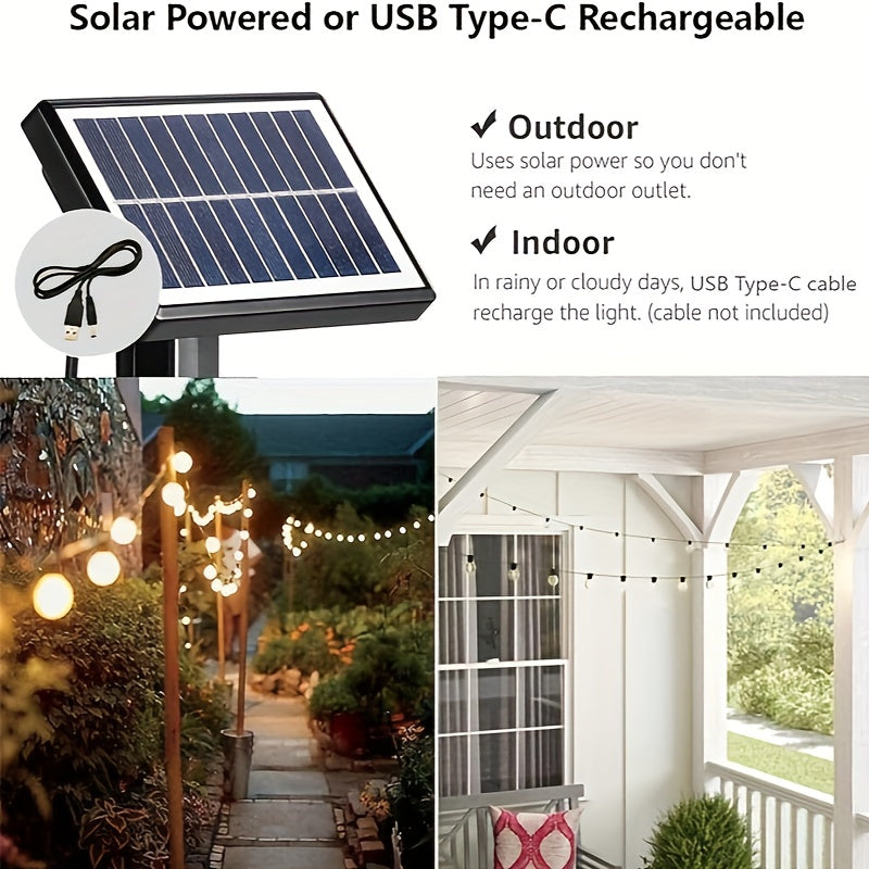 100FT Solar String Lights Outdoor With Remote, G40 Globe Solar Patio Lights With 37 LED Shatterproof Bulbs, Multiple Lighting Modes, Remote Control To Adjust Lighting, Dimmable Hanging Lights For Outside Backyard Party, Solar