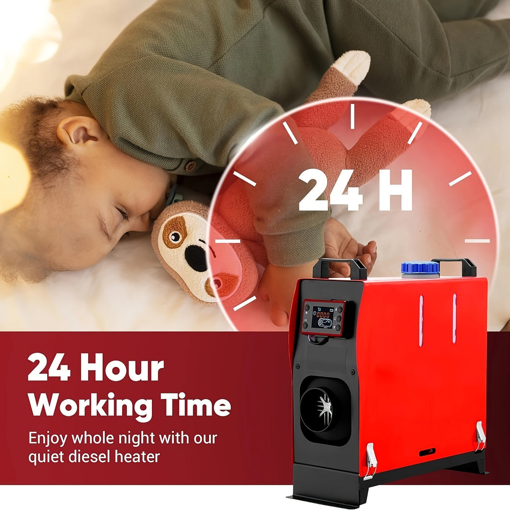 12V 8KW Diesel Heater, All-in-One Diesel Air Heater, Portable Diesel Heater with LCD Monitor & Remote Control, Fast Heating for Tent, Car, RV, Truck, Camper, Trailer, Motorhome, Without Battery
