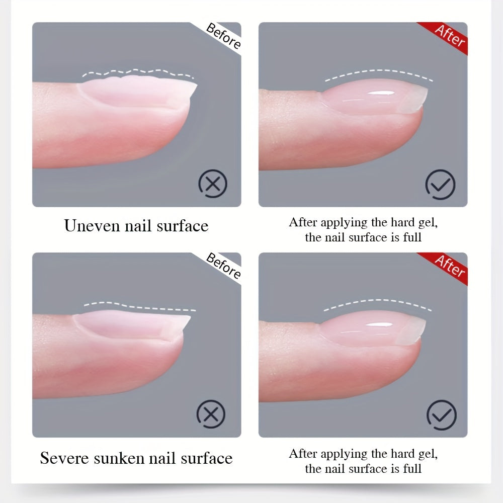 0.51oz Self-Leveling Gel Nail Polish, Clear Hard Gel Nail Extension, 3D Modelling, Rhinestone Glue, Soak Off UV Nail Gel Semi-Permanent Varnish