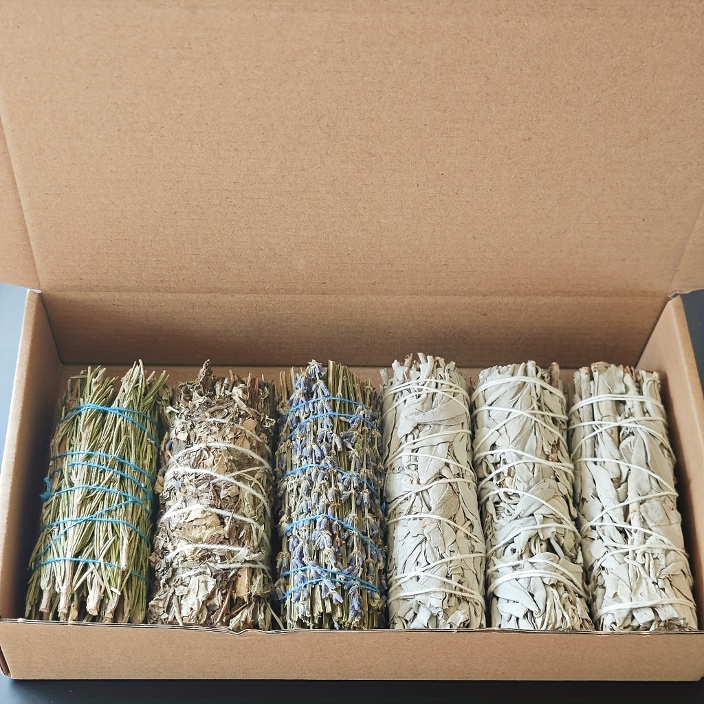 1 Set Herbal Aromatherapy Bundle, Sage, Mugwort, Lavender, Rosemary Sticks, Natural Smudge Sticks for Spiritual Energy Cleaning, Positive Vibes, Home & Kitchen Decor, Ideal for Christmas, Halloween, Easter, Hanukkah, Thanksgi