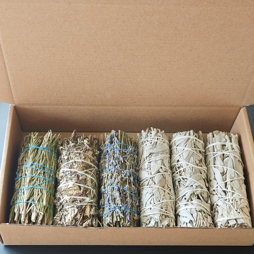 1 Set Herbal Aromatherapy Bundle, Sage, Mugwort, Lavender, Rosemary Sticks, Natural Smudge Sticks for Spiritual Energy Cleaning, Positive Vibes, Home & Kitchen Decor, Ideal for Christmas, Halloween, Easter, Hanukkah, Thanksgi