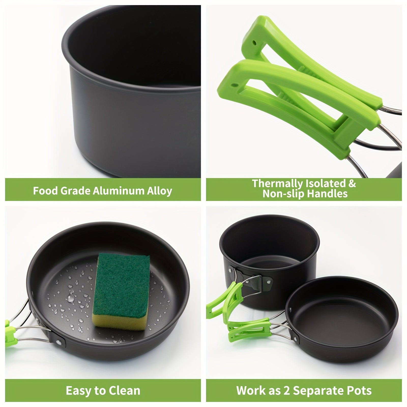 16pcs Camping Cookware, Backpacking Compact Camping Cooking Set Camping Pot with Cups Plates Forks Knives Spoons, Camping Pots and Pans Set for Backpacking, Outdoor Cooking
