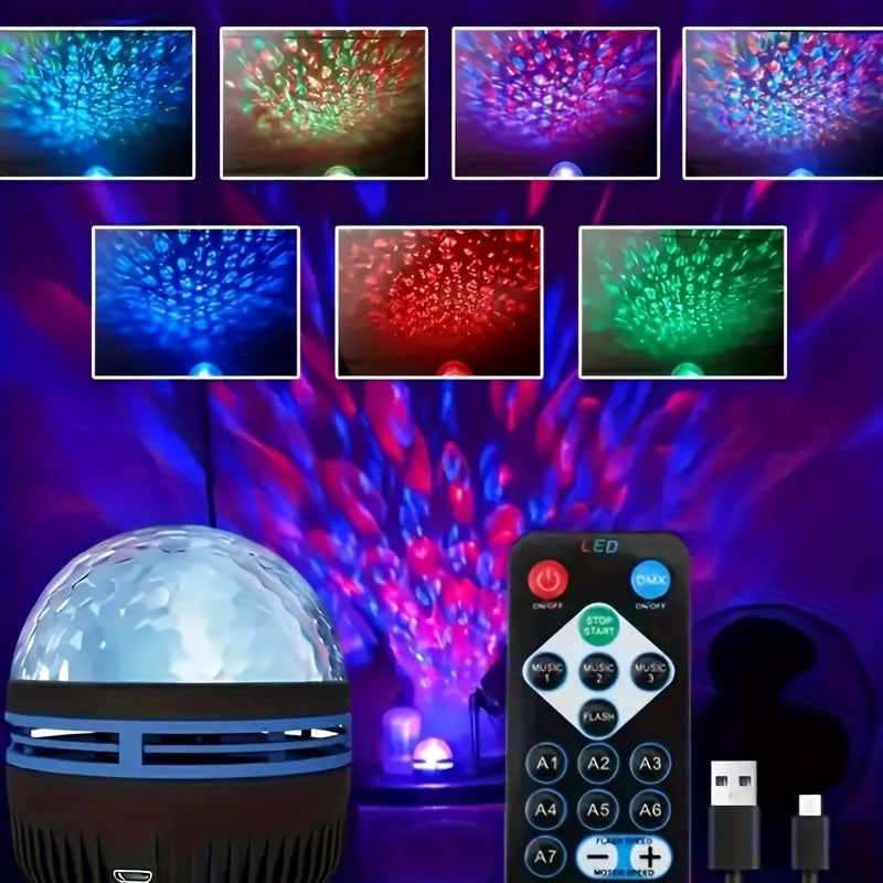 1pc Celestial Starry Sky Projection Lamp - Projects Mesmerizing Starry Sky Effect with 7 Vibrant Color Patterns, Remote Control, LED Mini Star Light, Multifunctional Polar Projector - Perfect Night Light for Creating a Relaxi