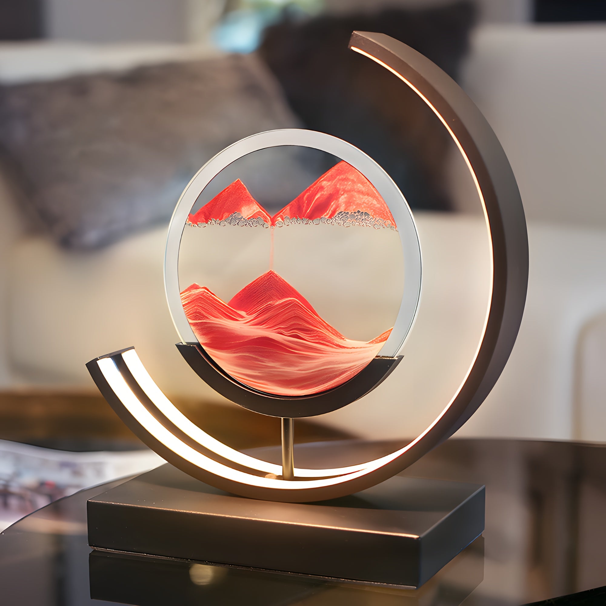 1PC 3 Colors Art Light Sands of Time Lamp, Moving Sand Art Picture 3D Round Sand Picture with Stand, Remote Control for Relaxing Desktop Home Decor and Office