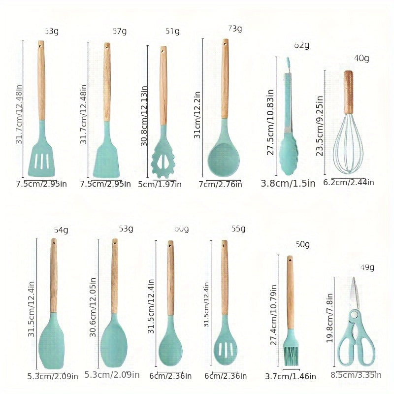 19pcs, Silicone Kitchenware 19-Piece Kitchenware Tools Cooking Spatula With Storage Bucket Knives Combination SetSilicone Kitchenware 19 Piece Kitchenware Tools Cooking Shovel Spoon With Storage Bucket Knife Combination Set