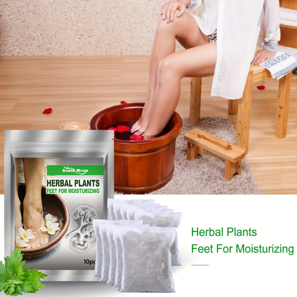 10pcs South Mogre Herbal Foot Soak Bags - Ginger & Cinnamon for Moisturizing, Relaxing Spa Experience - Natural, Hypoallergenic Ingredients in Portable Pouches for Easy Travel, Travel Spa Kit|Botanical Spa Product|Portable Pa