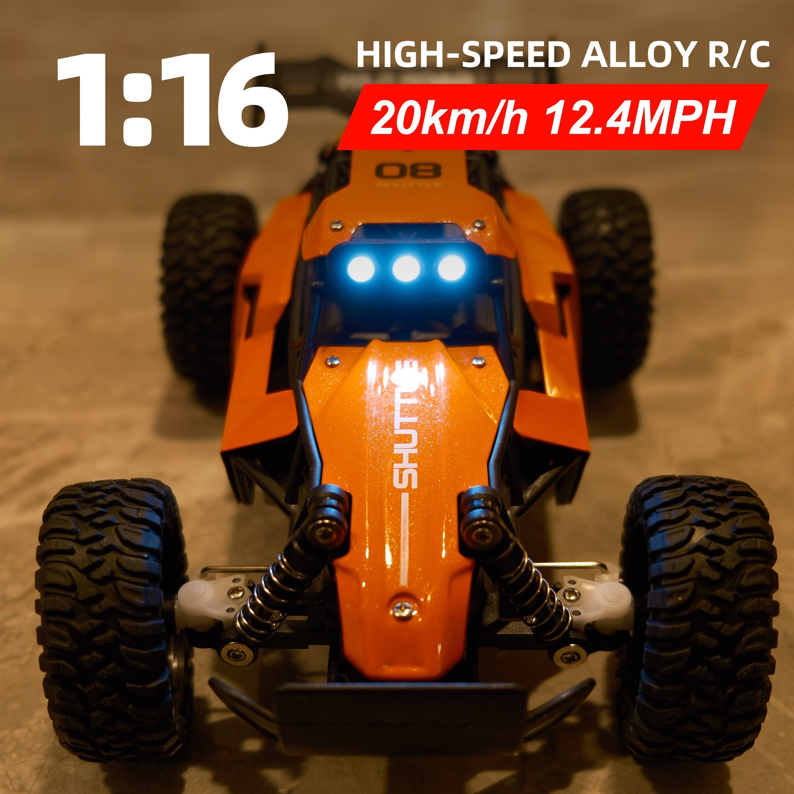 1:16 2.4G Remote Control Car, High-Speed Up To 20 Km/h, All Terrain Off-Road Electric Toy Car, Christmas, Halloween, Thanksgiving Day Gift