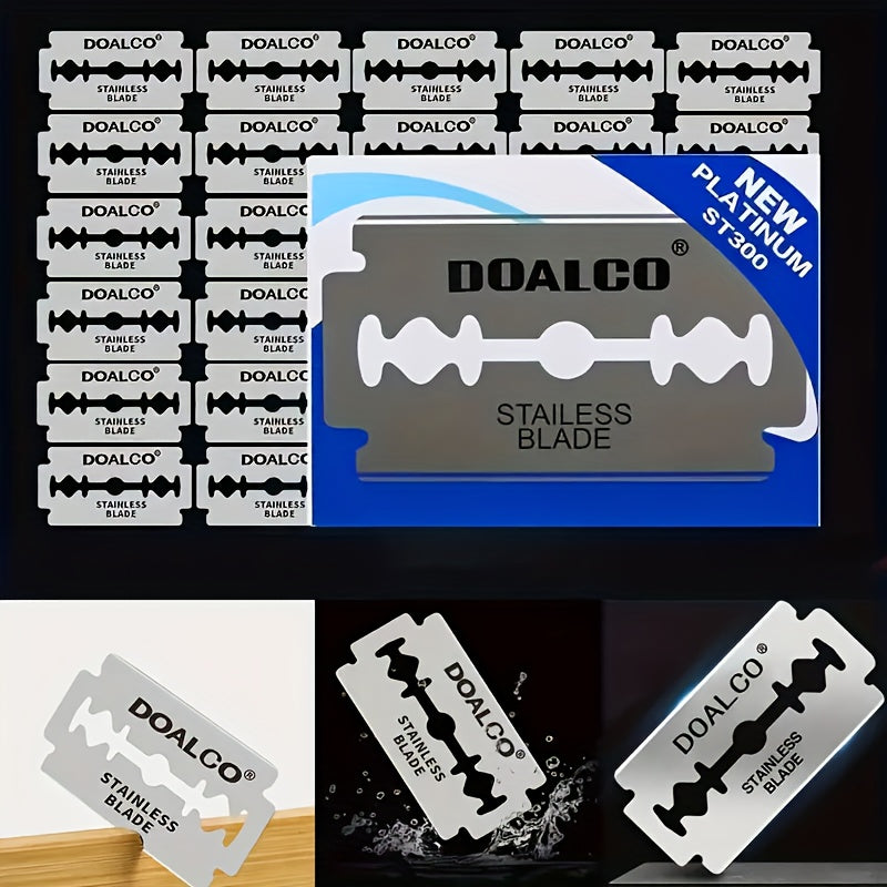 100pcs Premium Double-Edge Razor Blades - Smooth Shaving, Stainless Steel, Professional-Garde Barbers Choice