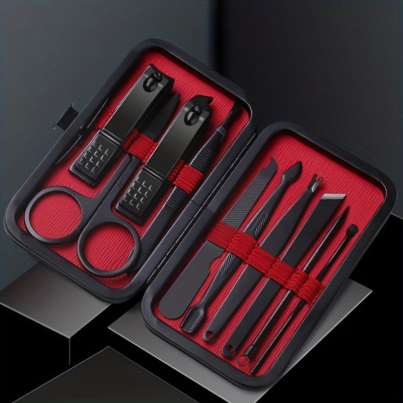 10pcs Black Nail Clippers Kit, Ultra Sharp Sturdy Fingernail Cutters, Professional Nail Clippers Pedicure Care Tools, Toenail Clipper Cutters For Men And Women Nail Trimmer
