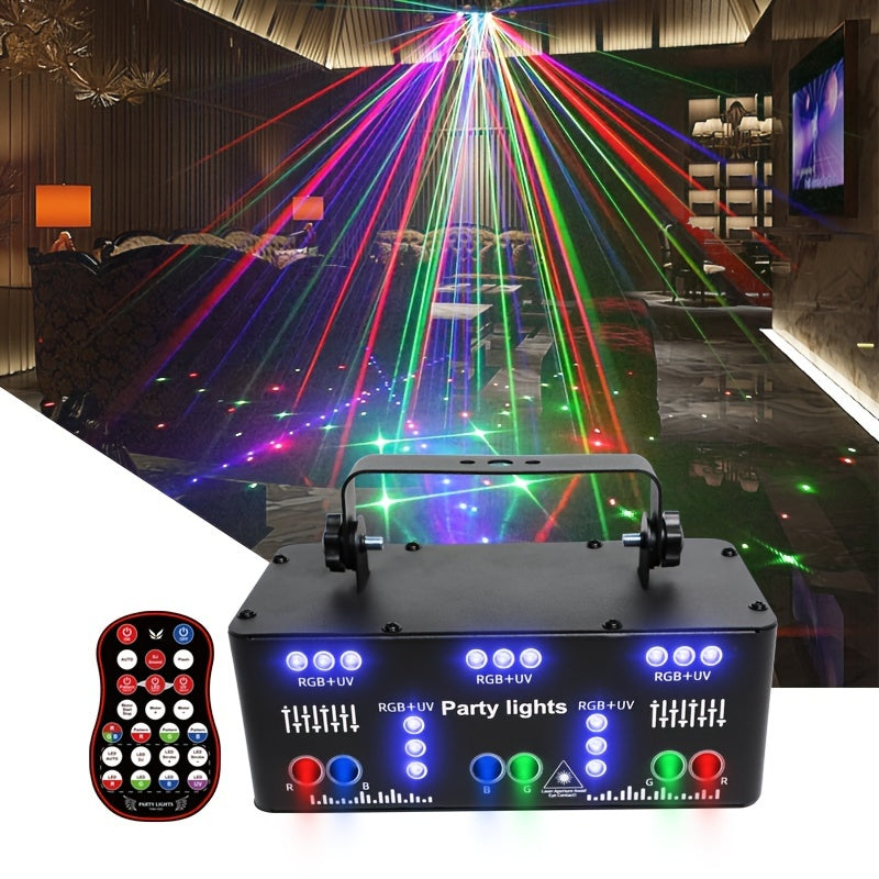 1pc 21 Lens Led Stage Lights Home Voice-activated Rotating KTV Color Light, Flash DJ Disco Lazer Light, LED Strobe Ballroom Bar Light, With Remote Control, For Birthday Party Ramadan St Pascha Easter Cinco De Mayo Mother's Da