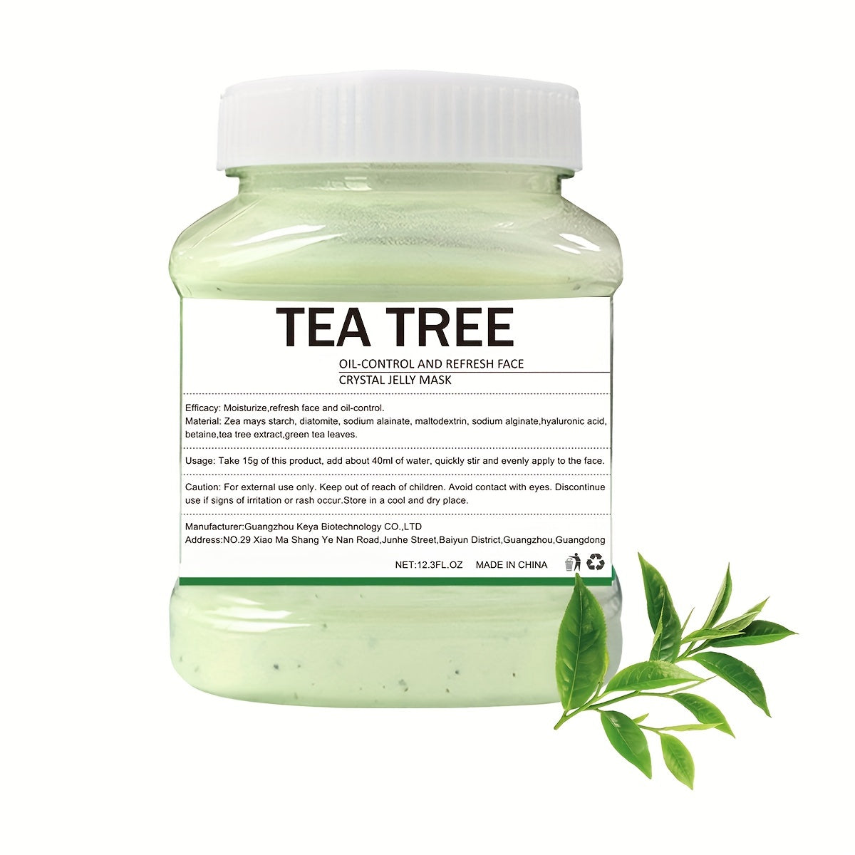 12.3Fl.Oz Tea Tree Gel Hydro Jelly Mask - Hydrating, Moisturizing, Peel-Off Face Mask for Facial Skin Care - Natural, Non-Irritating, Soothing, and Nourishing Mask Powder for Glowing Skin