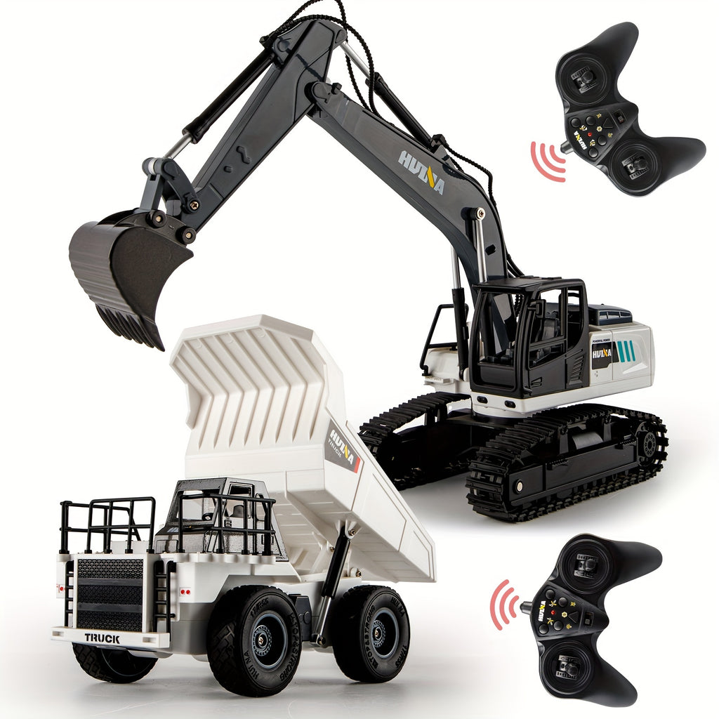 1:24 Nine Channels Remote Control Excavator And Remote Control Dump Truck, Remote Control Engineering Car For Boys, Gift Wrapping, Best Holiday Gift, Christmas And Halloween Gift